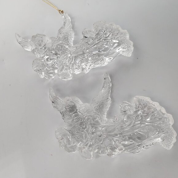 Vintage Holiday Christmas Clear Acrylic Angel Ornaments 4.5" Wide - Picture 5 of 5